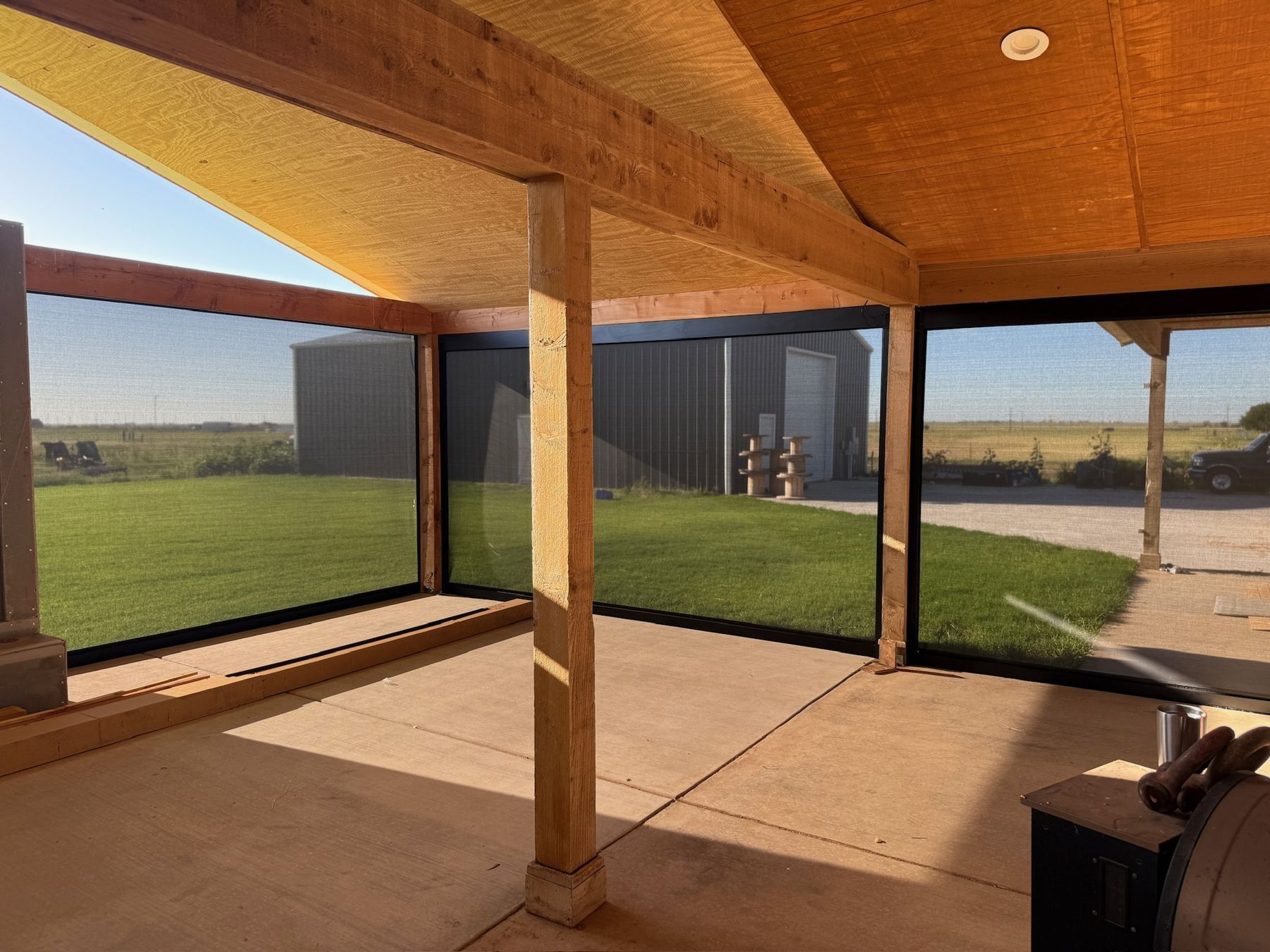 View from inside a screened patio